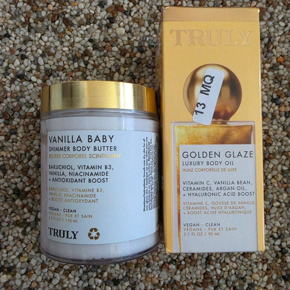 Truly Beauty Vanilla Baby Shimmer Body Butter & Golden Glaze Luxury Body Oil Set